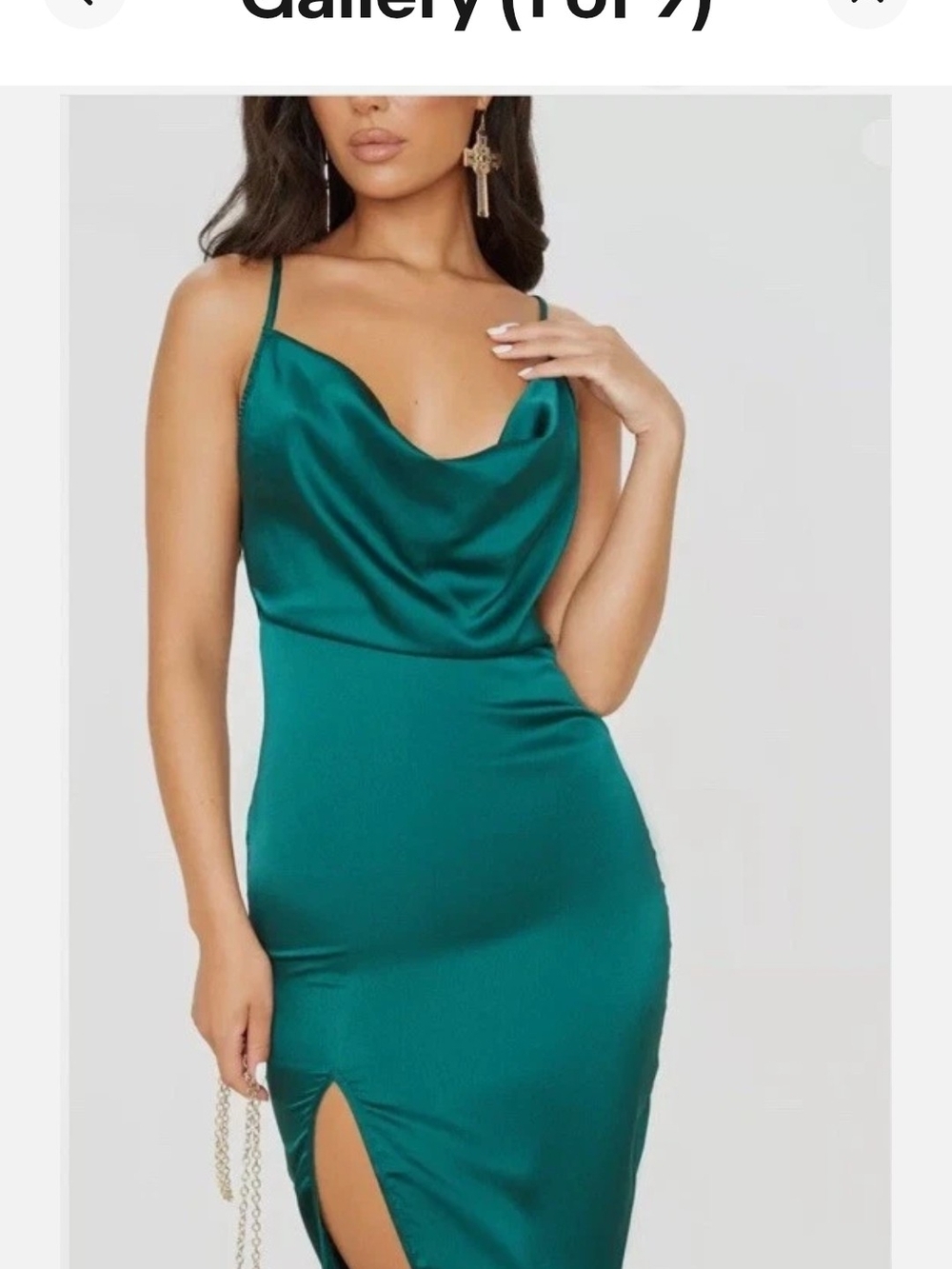 PrettyLittleThing Satin Cowl Midi Dress in Emerald